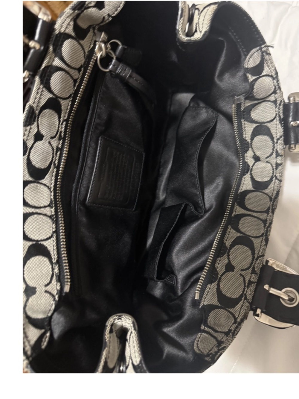 Coach Black and Gray Signature Canvas Shoulder Bag - Picture 9 of 9